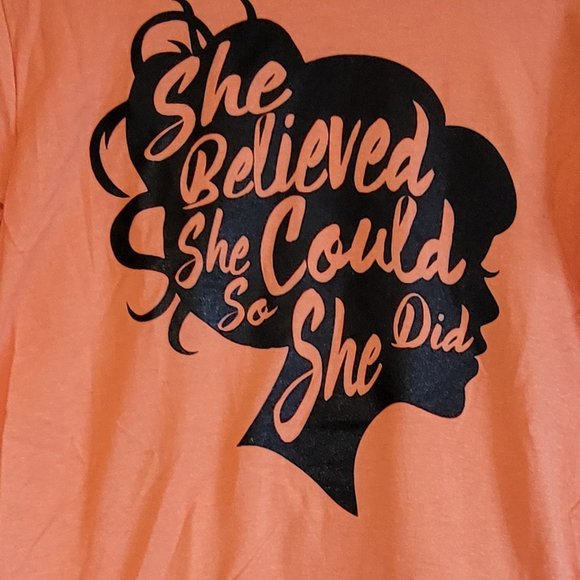 Coral Orange & Black Graphic - She Believed - Picture 2 of 2